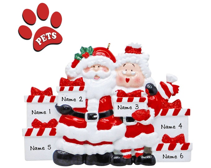 Personalized Family of 6 - Grandparents Christmas Ornament Personalized Family of 6 Grandkids and Grandparents Christmas Ornament With Name