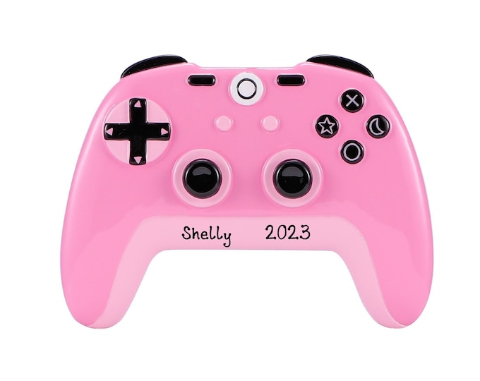 Video Gamer Ornament - Girl Video Game Ornament Gift - Pink Game Controller For Her - Custom Video Gaming Ornament Personalized For Teenager