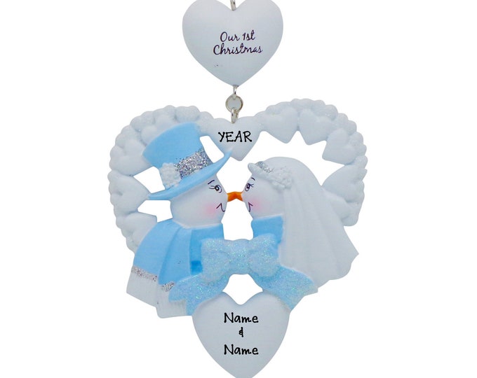 Personalized First Christmas Married Ornament - Snow Bride and Groom - 2025 Wedding Keepsake - Just Married Gifts - Custom Wedding Present