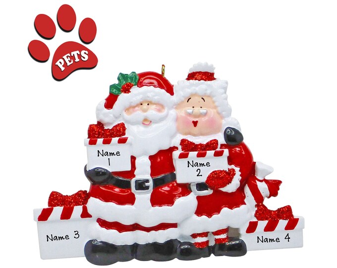Personalized Family of 4 - Grandparents Christmas Ornament Personalized Family of 4 Grandkids and Grandparents Christmas Ornament With Name