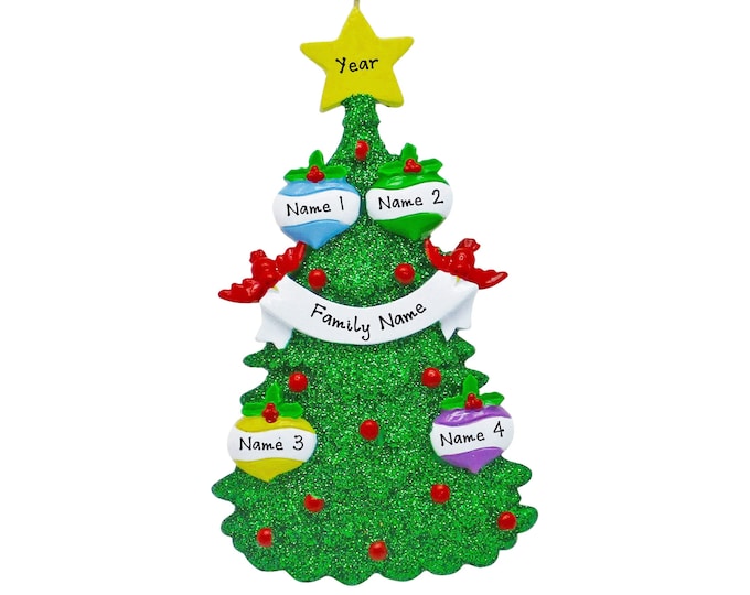 Personalized Family Christmas Ornament 2024 - Family of 4 Christmas Ornament - Family Decorating Xmas Tree - Grandparents Christmas Ornament