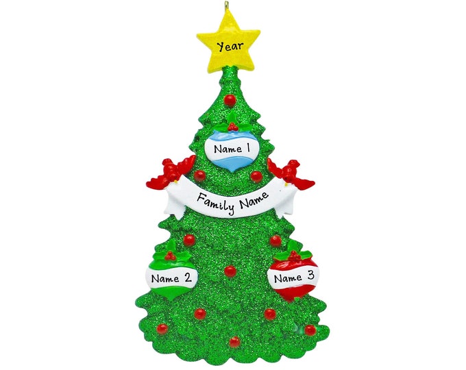 Personalized Family of 3 Christmas Ornament 2025 – Custom Family Decorating Christmas Tree Ornament – Grandparent Gift Keepsake