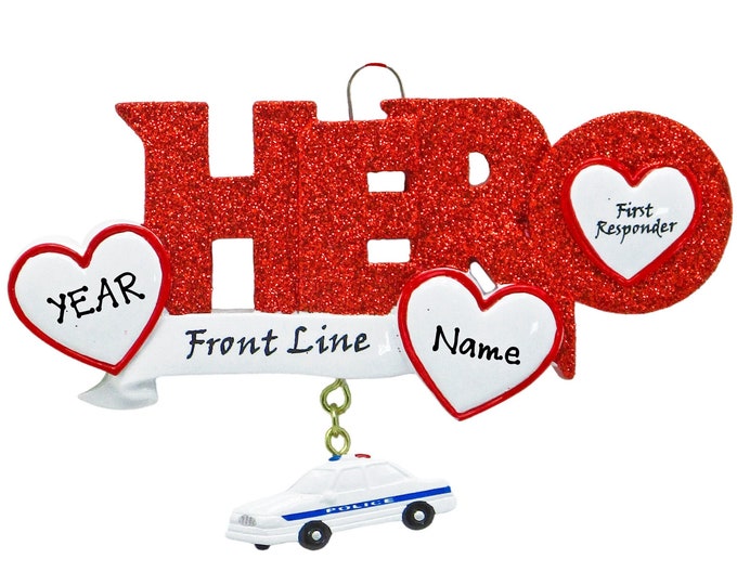 2025 First Responder Christmas Ornament - Front Line Hero Ornament - Personalized Police Officer - Custom Gift For First Responder Hero's