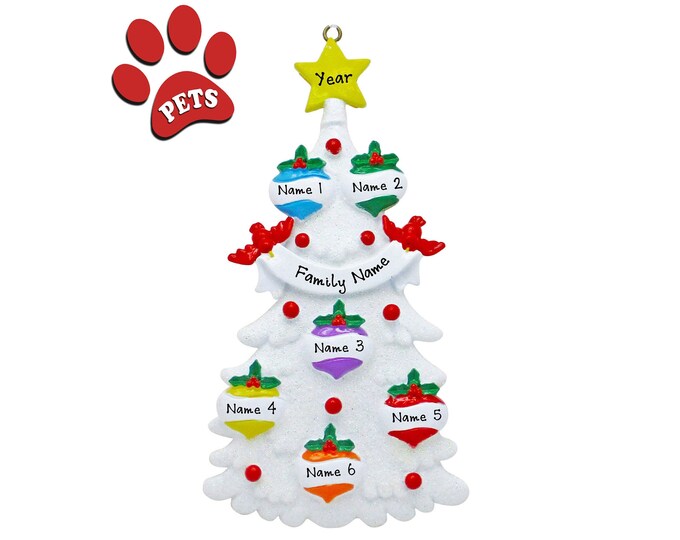 Family of 6 Christmas Ornament - Grandkids Christmas Ornament 2023 - Family Decorating Christmas Tree - Personalized Gift For Grandparent