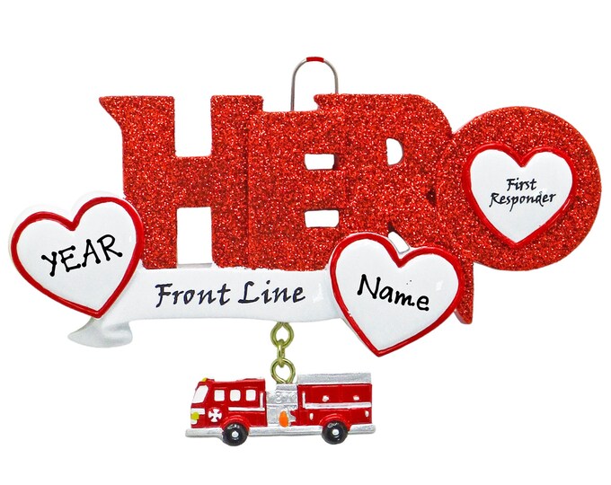 Front Line Hero Christmas Ornament - Personalized Fire Fighter First Responder Hero Christmas Ornament - First Responders Christmas Ornament