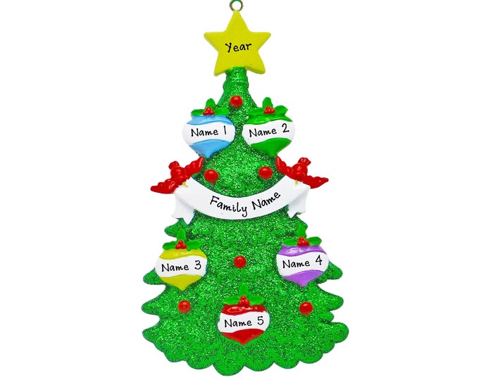 Personalized Family Christmas Ornament 2024 - Family of 5 Christmas Ornament - Family Decorating Xmas Tree - Grandparents Christmas Ornament