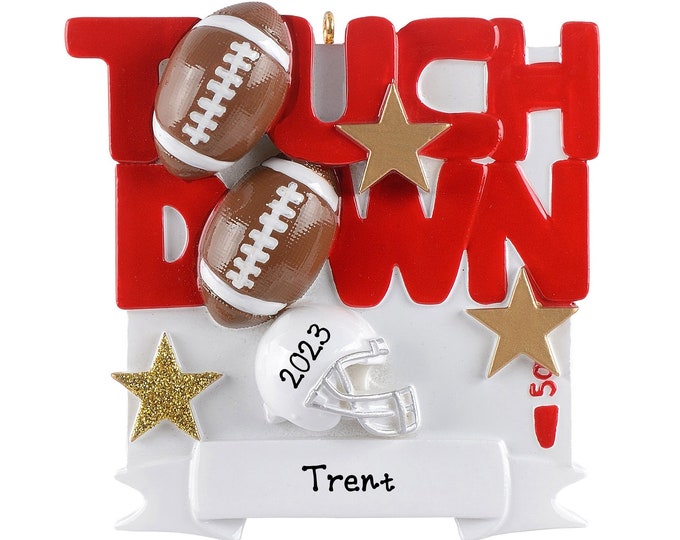 Personalized Football Ornament - Touch Down Football Ornament For Dad - He Loves Fantasy Football - Custom Christmas Gift For Football Team