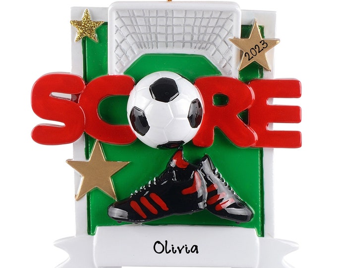 Personalized Soccer Ornament - Christmas Gift For Soccer Player - Custom Soccer Ball Ornament With His Her Team Name - Field Goal Ornament