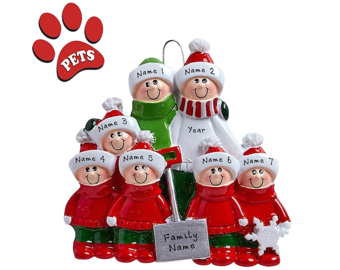 Snow Shovel Family Christmas Ornament - Snow Shovel Family of 7 Christmas Ornament Personalized 2024, Our 5 Grandkids, Gift For Grandparents