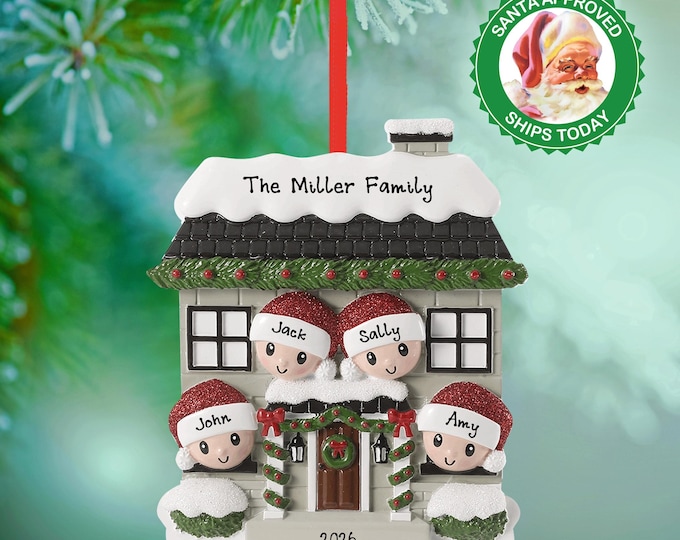 Personalized Family of 4 Christmas Ornament 2025 – Custom Family Ornament with Names – Holiday Keepsake Gift