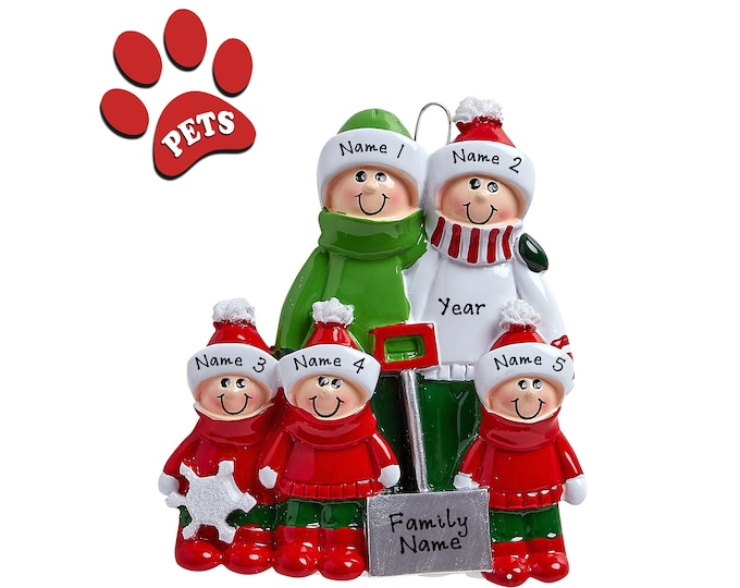 Snow Shovel Family Christmas Ornament - Snow Shovel Family of 5 Christmas Ornament Personalized 2024, Our 3 Grandkids, Gift For Grandparents