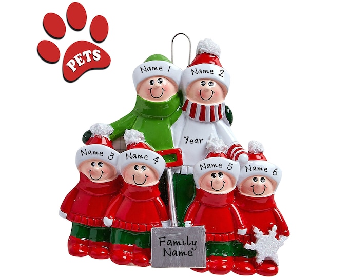 Snow Shovel Family Christmas Ornament - Snow Shovel Family of 6 Christmas Ornament Personalized 2024, Our 4 Grandkids, Gift For Grandparents