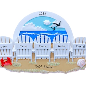 Personalized Beach Chair Ornament - Girl's Beach Trip - Family of 5 on Christmas Vacation - Trip To Beach Christmas Ornament, Nautical Décor image 4