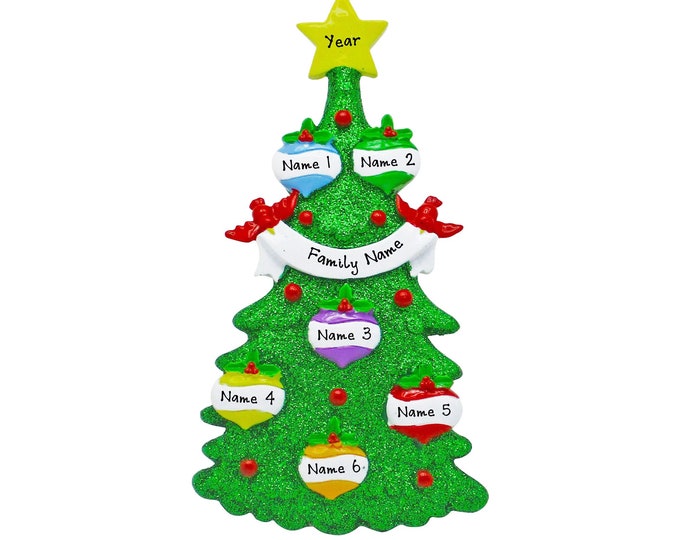 Personalized Family Christmas Ornament 2024 - Family of 6 Christmas Ornament - Family Decorating Xmas Tree - Grandparents Christmas Ornament