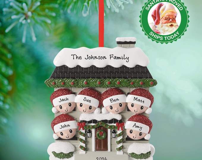 Personalized Family of 6 Christmas Ornament 2025 – Custom Family Ornament with Names – Holiday Keepsake Gift
