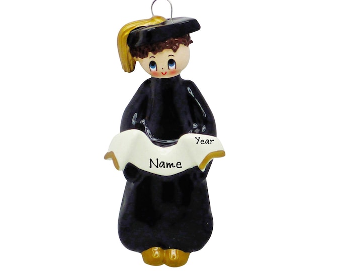 2025 Graduation Ornament - Quarantine Graduation, Cap & Gown Ceremony, 2025 Boy Graduate Ornament, Personalized Graduation Christmas Gift
