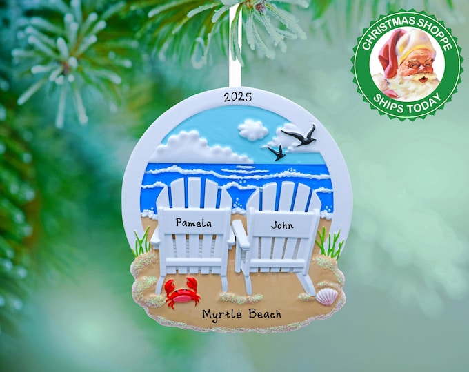 Couple Beach Vacation Ornament - Girl's Beach Trip, Couple's Christmas Ornament - 2025 Beach Vacation - Personalized Beach Themed Ornament