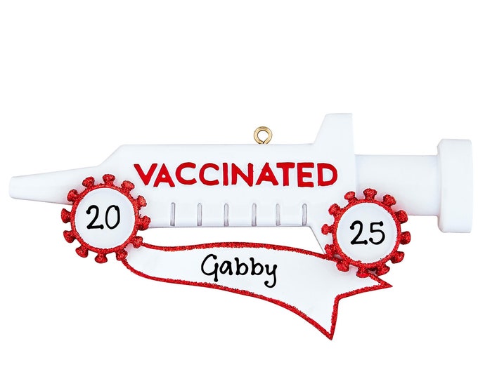 Vaccinated Personalized Ornament -  Vaccine Needle Keepsake - Doctor Christmas Ornament - Front Line Hero Ornament - Doctor Gift