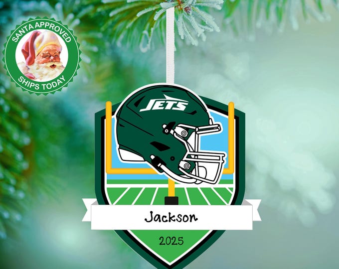 New York Jets Christmas Ornament – Personalized NFL Ornament – Custom Football Ornament – Jets Fan Gift – Sports Team Keepsake