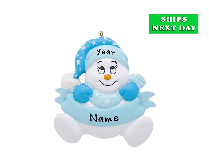 2025 Babys First Christmas Ornament - Snow Baby Arrival - Blue Baby Ornament Personalized Baby Ornament With Name Gender Reveal Announcement