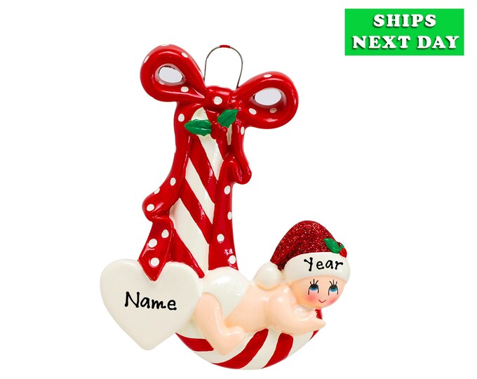 Baby's 1st Christmas Personalized Ornament Baby Boy's 1st Christmas Ornament Baby Girl's First Christmas Ornament - Red Candy Candy Ornament