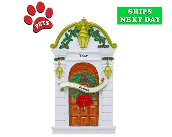 Personalized New Home Ornament 2026 – First Christmas in New House – Red Front Door Design – Optional Pet Add-On