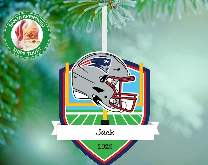 New England Patriots Christmas Ornament – Personalized NFL Ornament – Custom Football Ornament – Patriots Fan Gift – Sports Team Keepsake