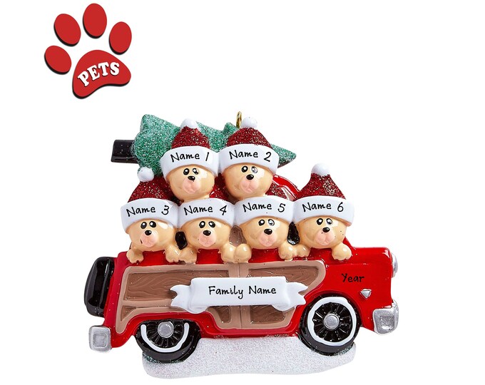 Bear Family Christmas Ornament - Personalized Christmas Ornament Family of 6 Bears - Family of 6 Buying Christmas Tree - Family Road Trip