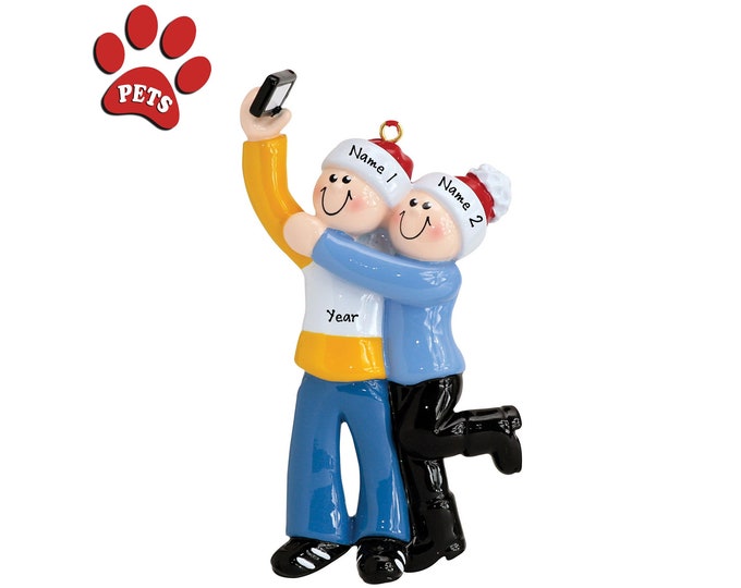 Selfie Ornament - Couple Taking Selfie on Vacation - Couple Christmas Ornament Personalized 2024 - Gift for World Traveler's - Add a Pet
