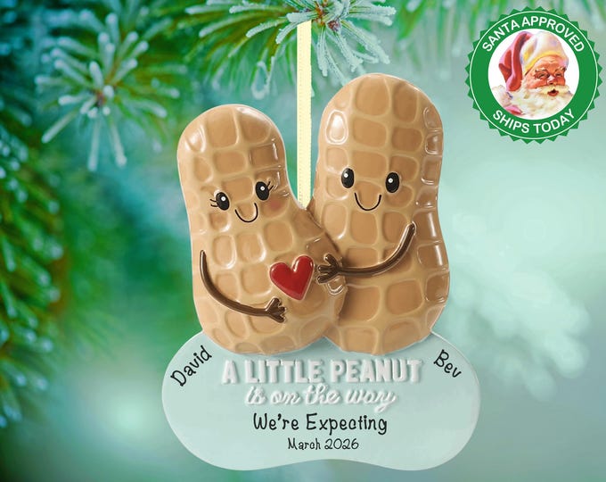 We're Expecting Baby Ornament - Little Peanut Couple Ornament - Personalized Pregnancy Announcement Christmas Ornament Gift