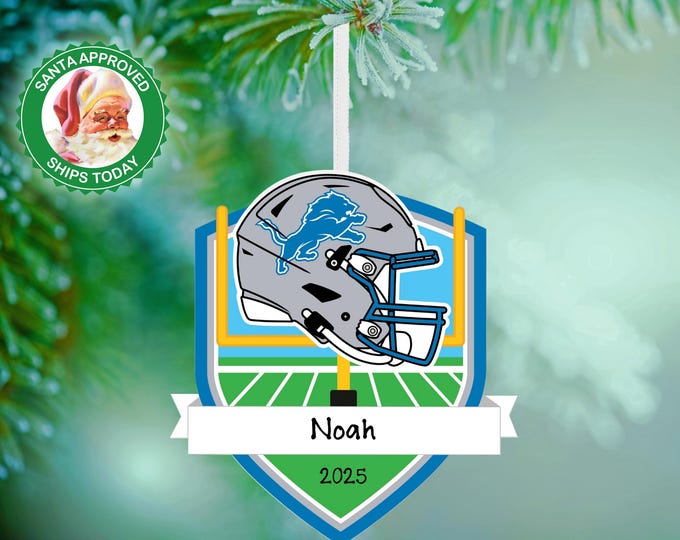 Detroit Lions Christmas Ornament – Personalized NFL Ornament – Custom Football Ornament – Lions Fan Gift – Sports Team Keepsake