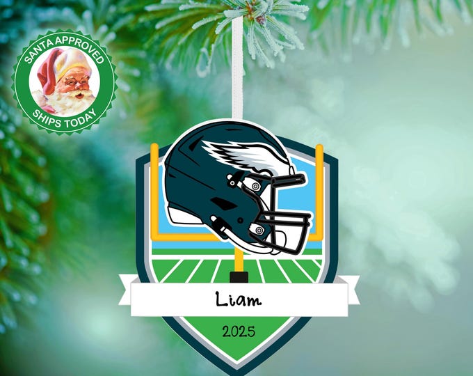 Philadelphia Eagles Christmas Ornament – Personalized Football Ornament – Custom Football Ornament – Eagles Fan Gift – Sports Team Keepsake