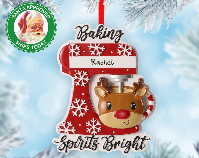 Red Mixer Personalized Ornament - Custom Baking Christmas Ornament - Baker Ornament with Name - Gift for New Chef