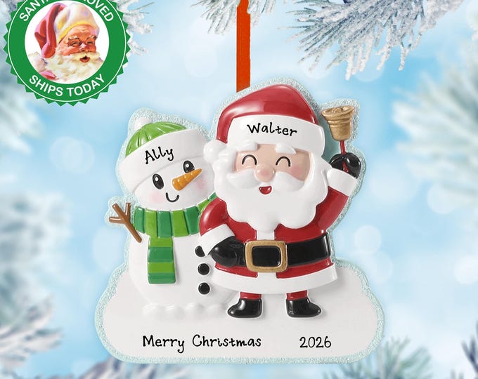 Personalized Santa & Snowman Ornament 2025 – Couple Christmas Ornament – Custom Holiday Decoration – Personalized Gift for Two