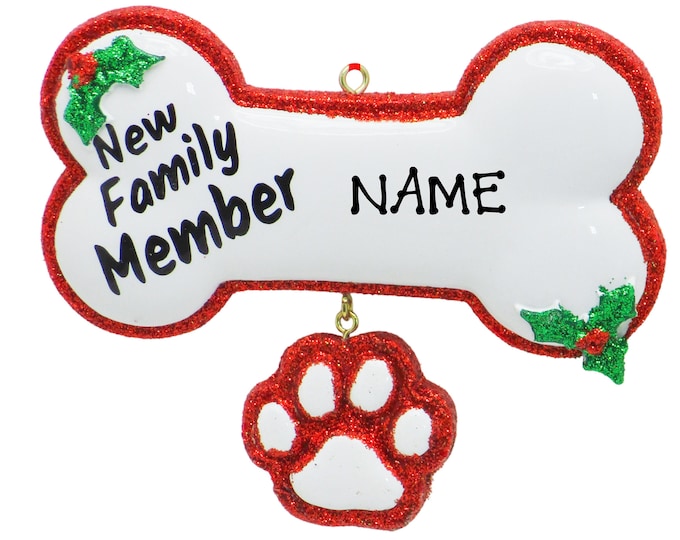 Dog Bone Ornament - New Family Member - Dog Lover Ornament - Dog Christmas Gift - Dog Ornament With Name - Personalized Dog Ornament