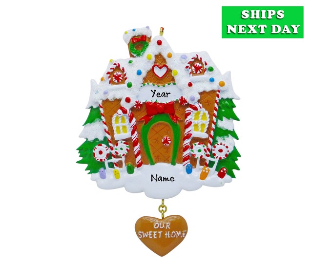 Personalized Gingerbread House Christmas Ornament - First New Home Customized Ornament Handmade Gift With Handwritten Names Couple Ornament
