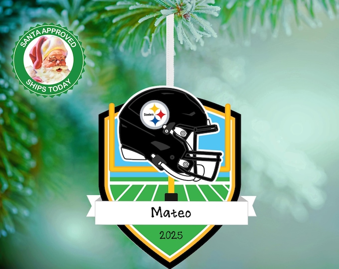 Pittsburgh Steelers Christmas Ornament – Personalized Football Ornament – Custom Football Ornament – Steelers Gift – Sports Team Keepsake