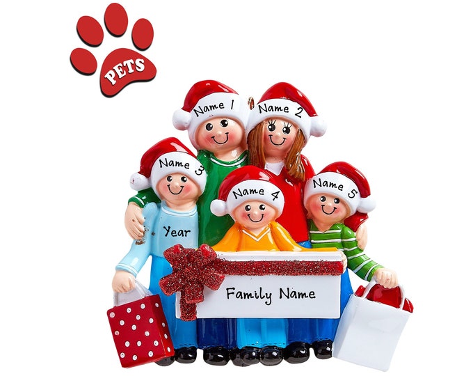 Personalized Gift Giving Ornament - Family of 5 Personalized Christmas Ornament - Gift Giving Family of 5 Personalized Christmas Ornament