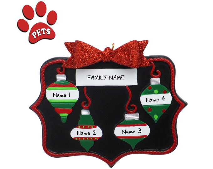 Frailly Christmas Ornament 2024 - Family of 4 Christmas Ornament Personalized - Our 4 Grandchildren - Grandparent Ornament, Add a Pet, Dog