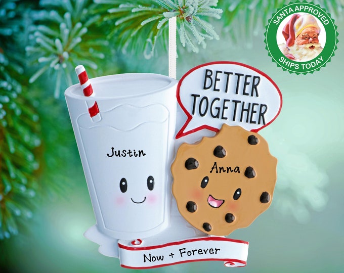Personalized Milk and Cookies Couples Christmas Ornament - Better Together Ornament for Couples or Best Friends - Newlyweds First Christmas