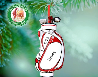 Personalized Golf Bag Christmas Ornament - Golf Ornament For Dad - Custom Gift For Pro Golfer - Golfing Trip For Him - Gift For Kids, Boys