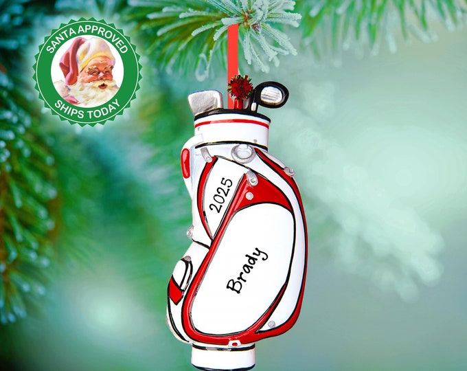 Personalized Golf Bag Christmas Ornament - Golf Ornament For Dad - Custom Gift For Pro Golfer - Golfing Trip For Him - Gift For Kids, Boys