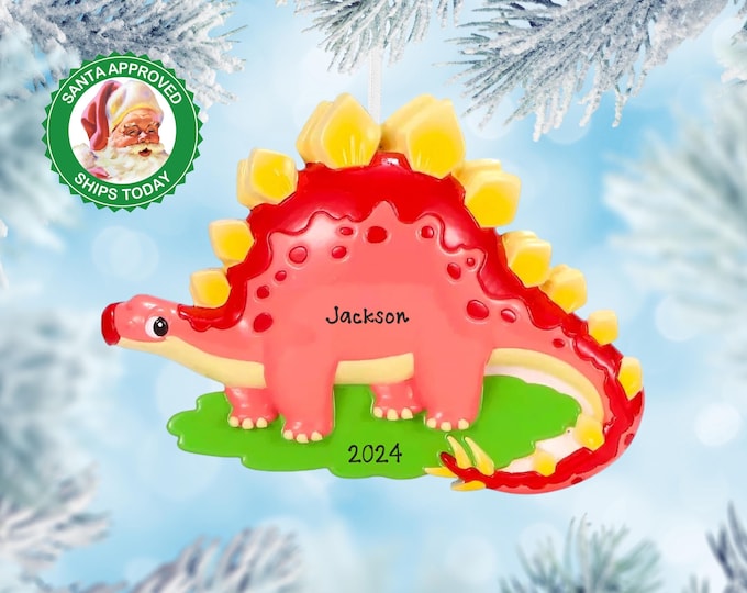 Personalized Dinosaur Christmas Ornament For Kids - Girls Christmas Ornament - Stegosaurus Ornament - Custom Jurassic Park Gift For Boys