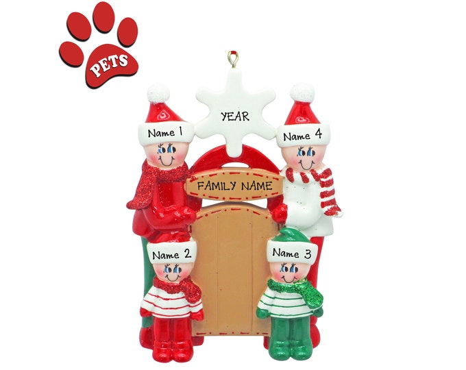 Grandparents Family Christmas Ornament Personalized 2025 -  Grandkids Ornament - Our 4 Grandchildren -  Personalized Gift For Grandparents