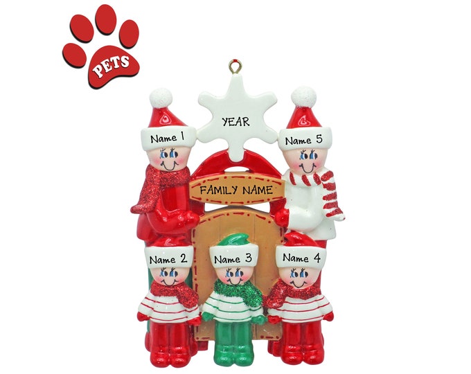 Grandparents Family Christmas Ornament Personalized 2024 -  Grandkids Ornament - Our 5 Grandchildren -  Personalized Gift For Grandparents