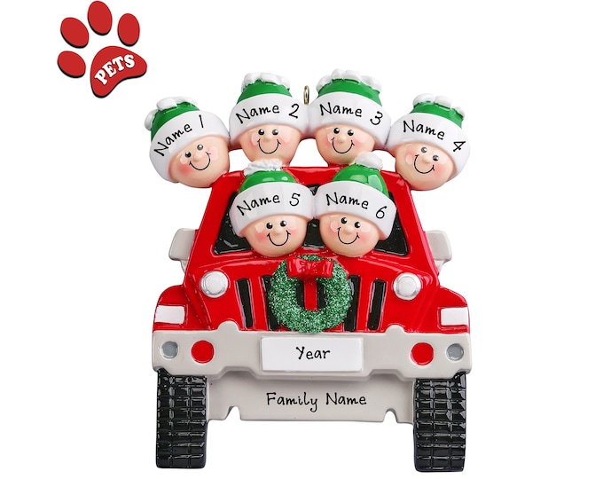 SUV Car Ornament Family of 6 Vacation Road Trip 2023 Truck Ornament Personalized Family Christmas Ornament Custom Holiday Gift With Names