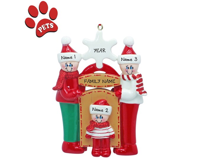 Grandparents Family Christmas Ornament Personalized 2025 -  Grandkids Ornament - Our 3 Grandchildren -  Personalized Gift For Grandparents