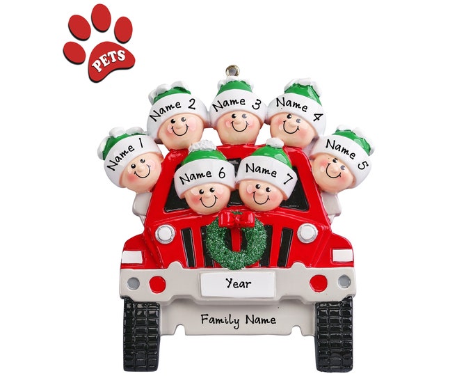 SUV Car Ornament Family of 7 Vacation Road Trip 2025 Truck Ornament Personalized Family Christmas Ornament Custom Holiday Gift With Names