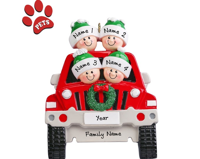 SUV Car Ornament Family of 4 Vacation Road Trip 2025 Truck Ornament Personalized Family Christmas Ornament Custom Holiday Gift With Names