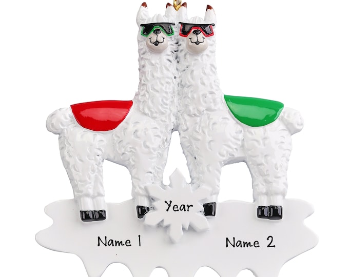 Personalized Couple Ornament - Couple Christmas Ornament, Family of 2 Ornament, Cool Llama Ornament, Cute Llama Couple Christmas Ornament